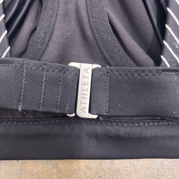 Athleta High Neck Bikini Top black white geometric stripe pattern Womens 34D - Picture 3 of 5